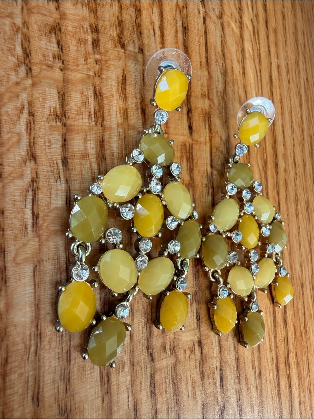 Yellow Faceted Teardrop Chandelier Earrings - Women's Jewelry